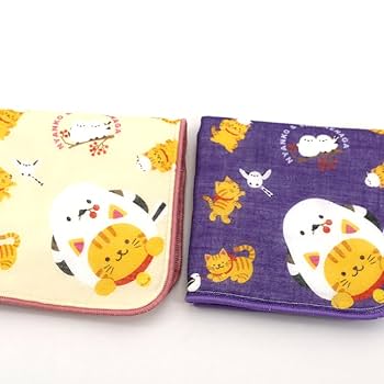 Amazon｜シマエナガ ハンカチ (EL) にゃんこ×シマエナガ 日和
