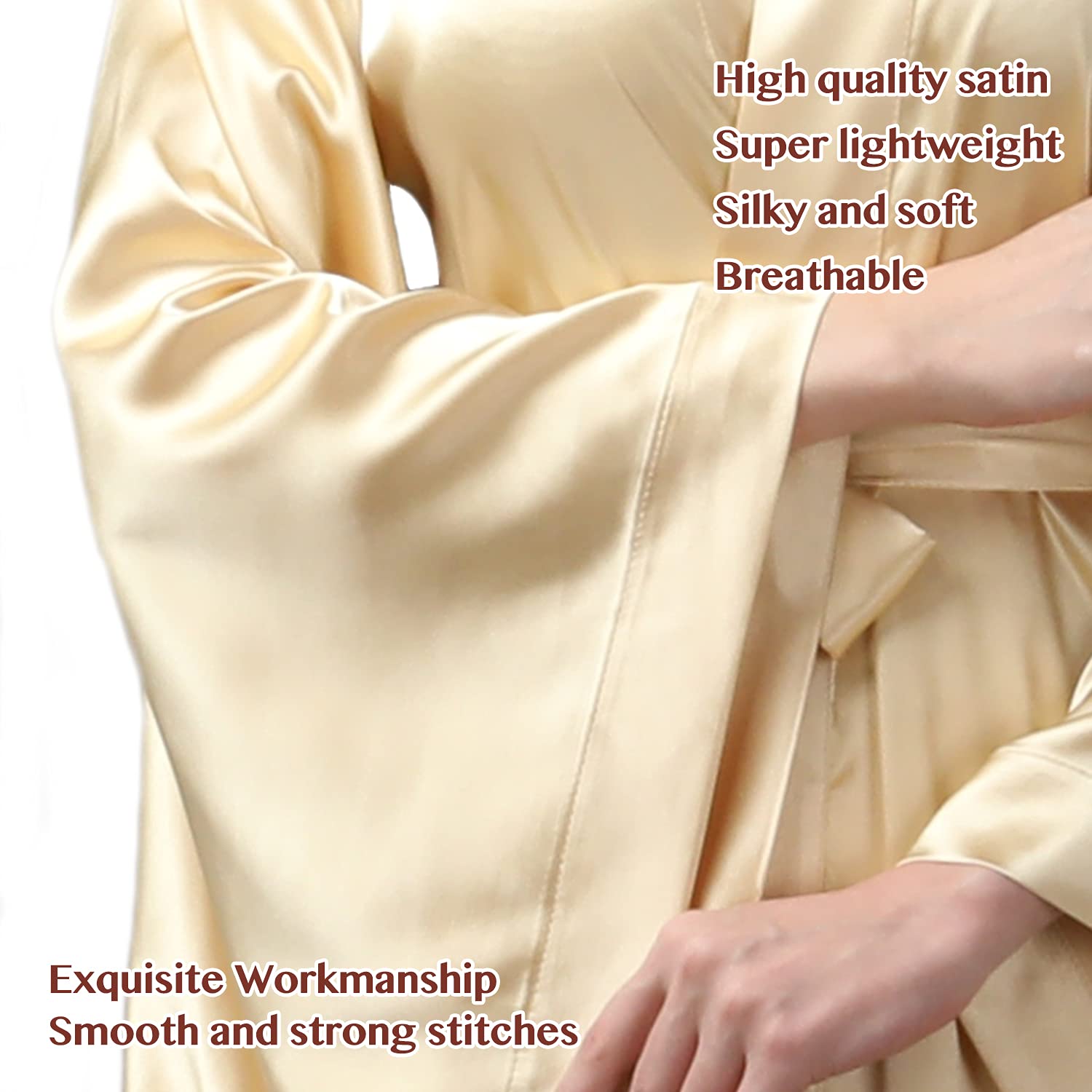 Damen Kimono Bademantel Lang Seide Bademantel Hochzeit Party Bademantel Satin Nachtwäsche Loungewear Plus Size