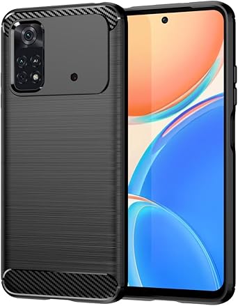 Case for Xiaomi Poco M4 Pro 4G Case, MZB0B5VIN Case, Ultra Slim Phone Cover with Shock-Absorption Carbon Fiber TPU Rubber Protective Cases for Xiaomi Poco M4 Pro 4G Black