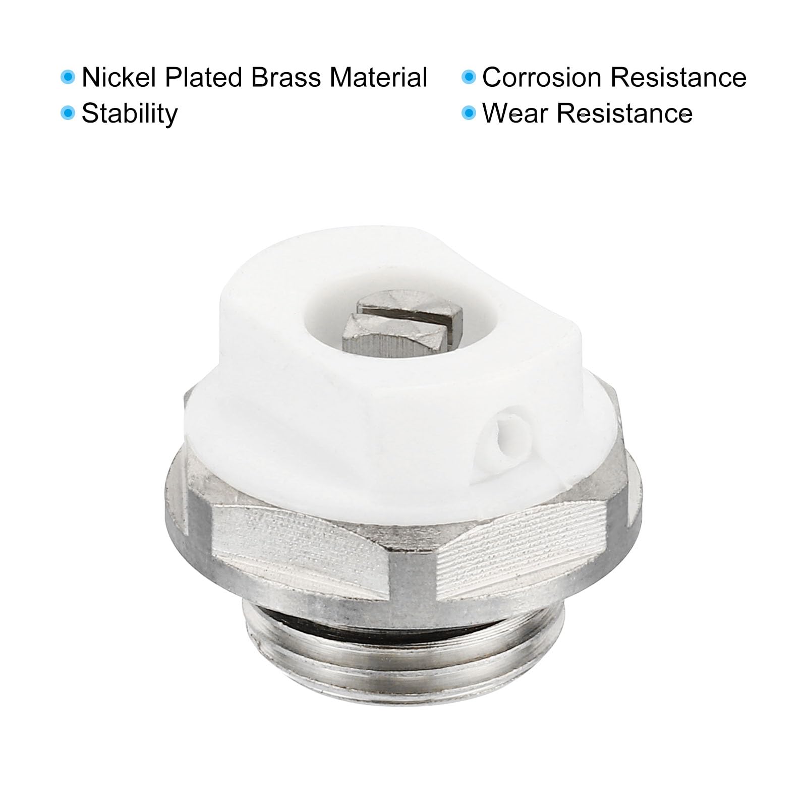PATIKIL 3/8" BSP Male Thread Manual Radiator Air Vent Plug Valve, Nickel Plated Brass Plug for Radiator Heater Silver White - Image 4