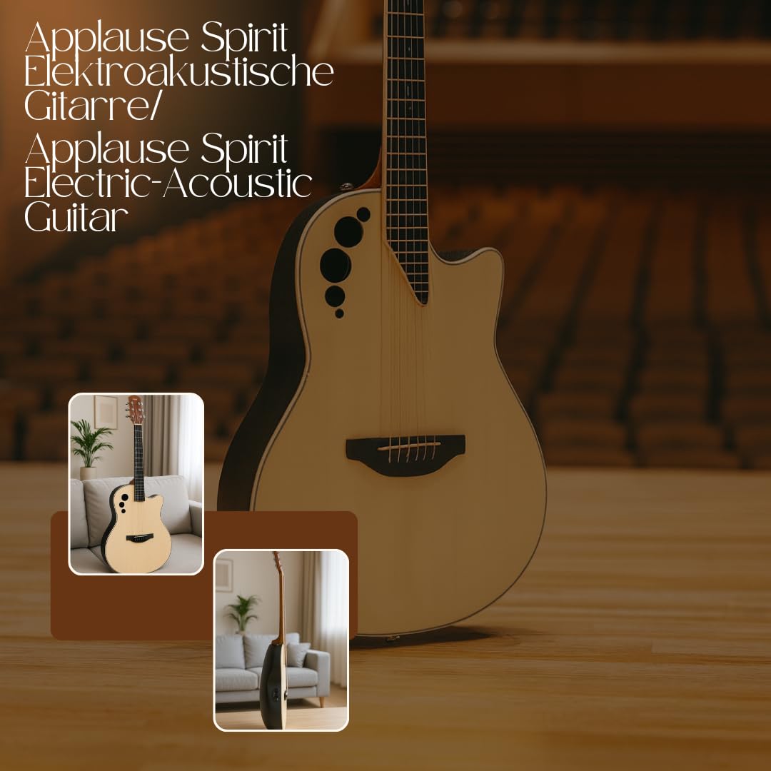 Applause E-Akustikgitarre Spirit - selektierte Fichtendecke - Mid-depth Lyrachord Body - Cutaway - AP2T Preamp + Tuner - Natur - AAE-044-4S
