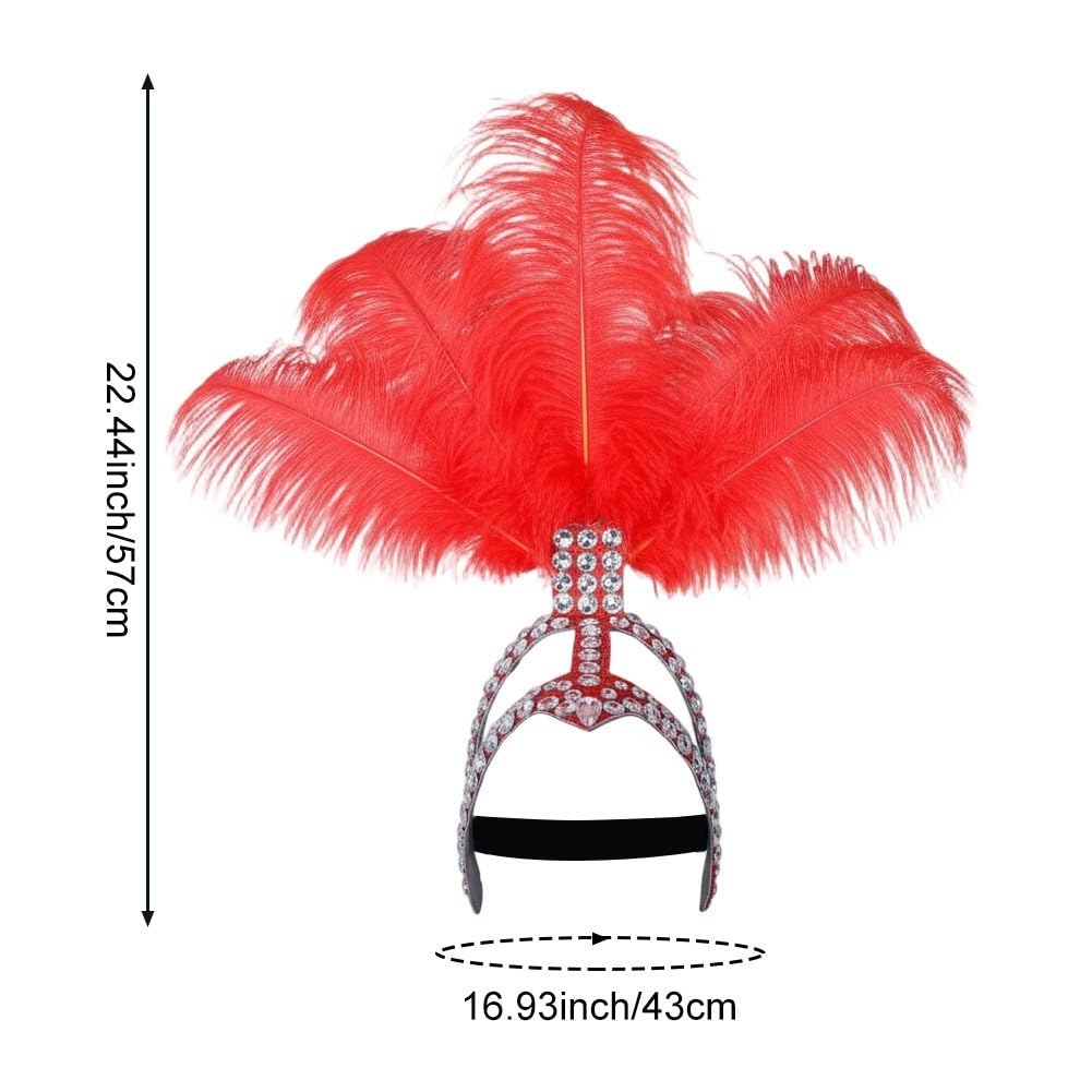 Dianzan Copricapo con Piume, Fascia per Glamour Anni '20, Copricapo, Costume, Copricapo con Piume per Feste