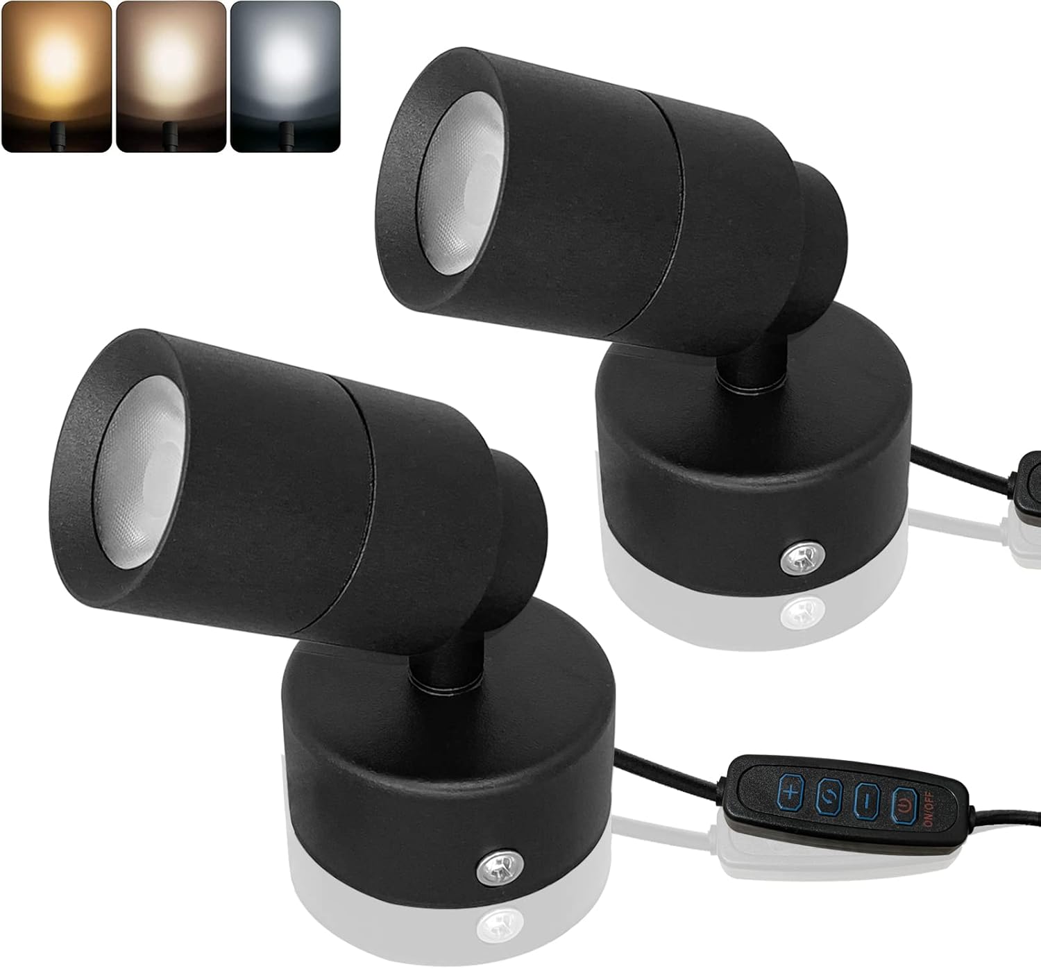 2 Pack Spot Lights Indoor Accent Lighting, Xinyesor 3Color LED
