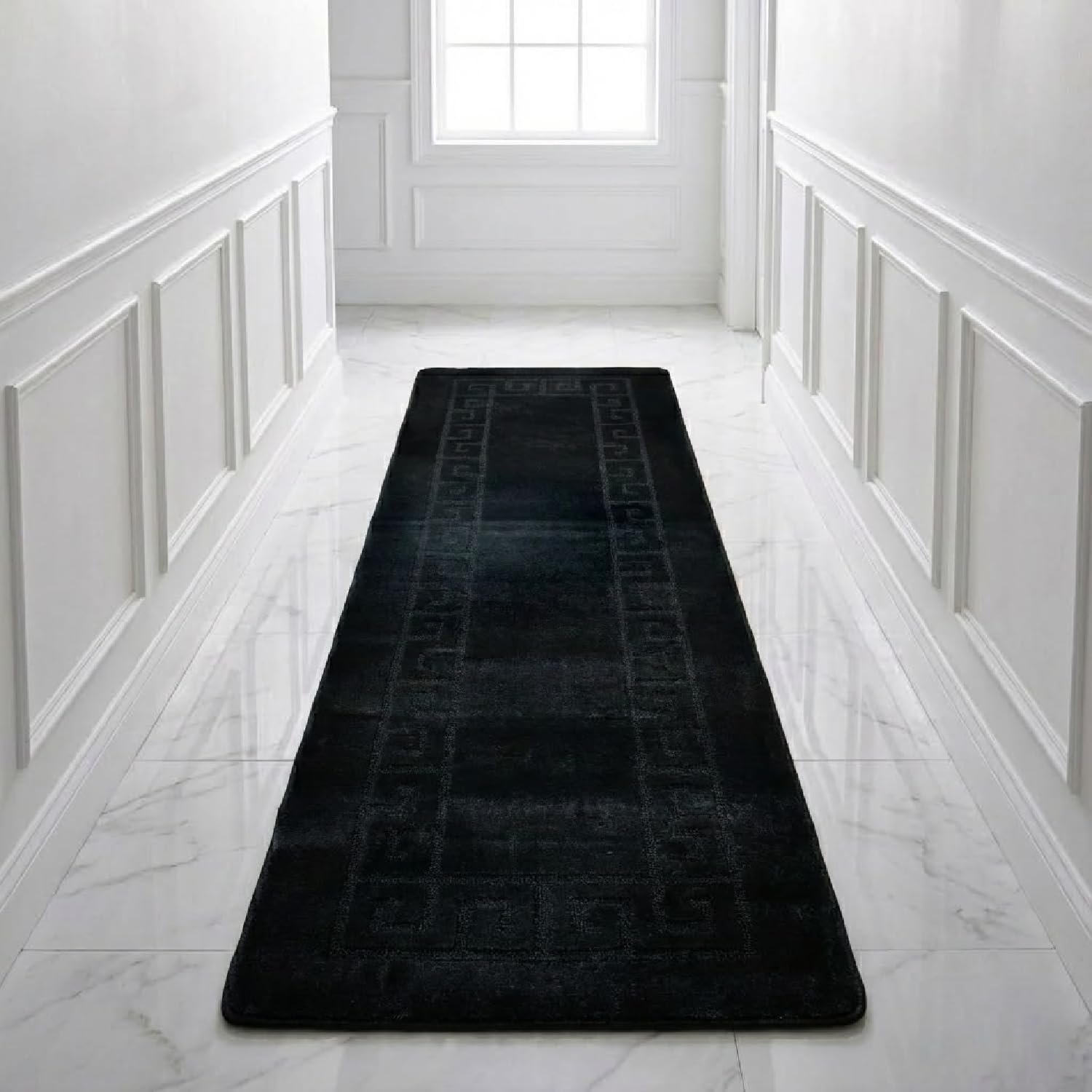 Cozy Haven Gel Backed Classic Rug Runner – Washable Hallway Carpet Runners, Non-Slip Floor Mats for Kitchen, Living Room, Corridor, Entryway, Door Entrances (Black, 60x220 cm) — image 1