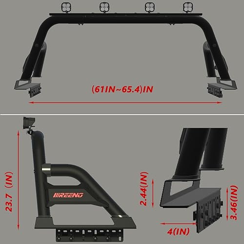 Miniatura 4 de Barra antivuelco para camionetacompatible con Ford F-150250, Silverado 1500, Ram 15002500, Sierra, Tundra, montaje ligerobarra antivuelco deportiva