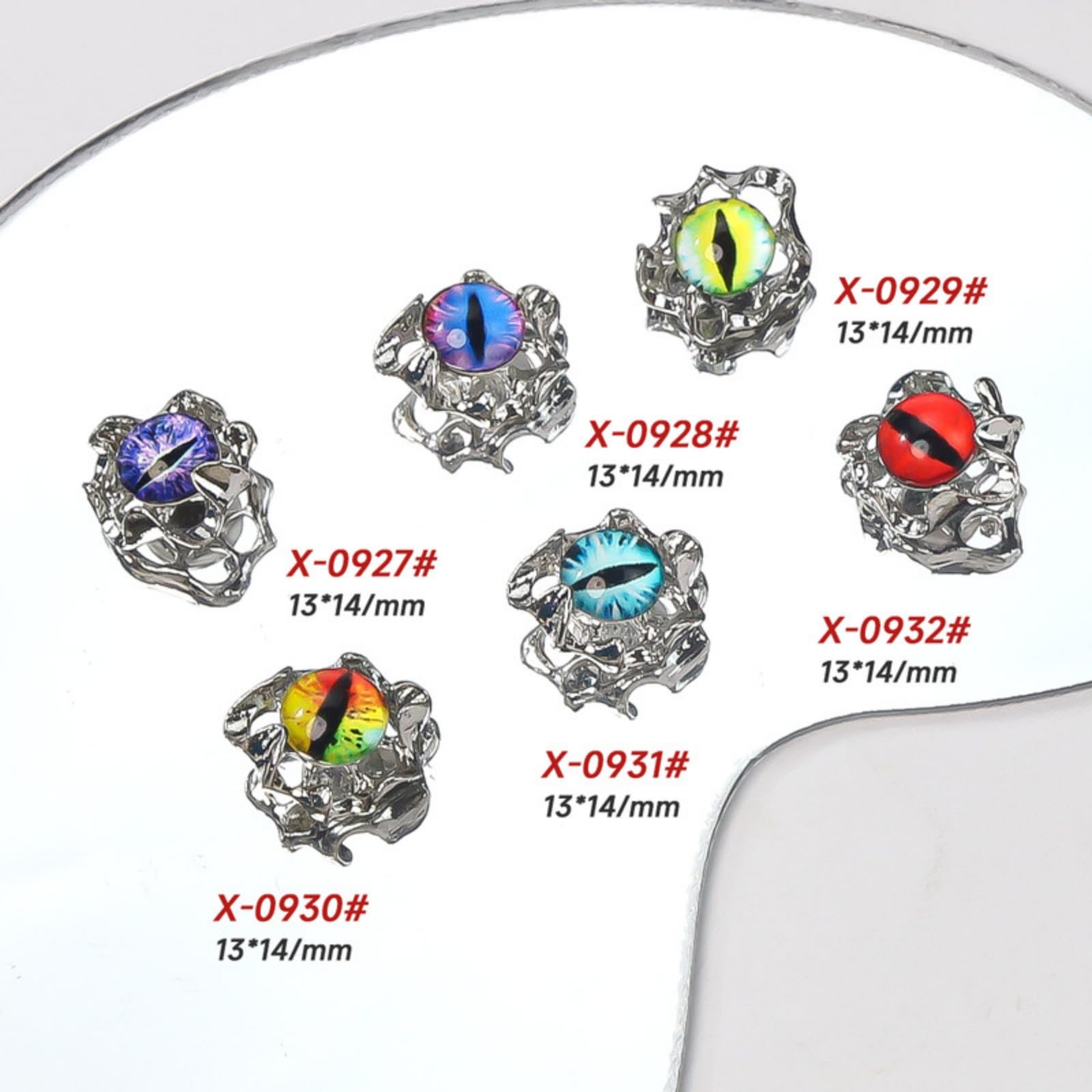 30pcs 3D Devil Eye Nail Art Rhinestones - Gothic Cool Eye Shape Alloy Diamond Crystal Jewels for Nail Art Decoration