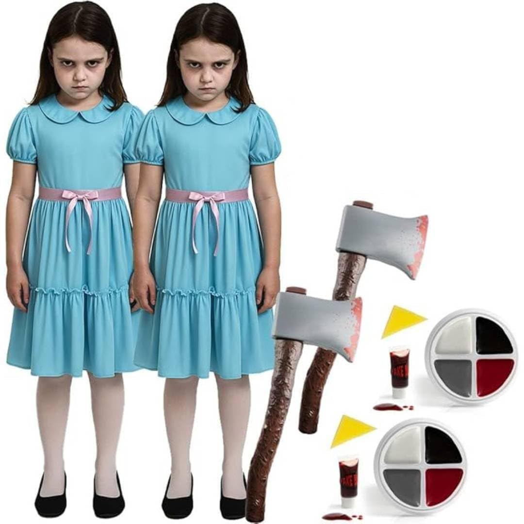 Girls Haunted Twins Halloween Costume Set 2 Dresses Medium Medium