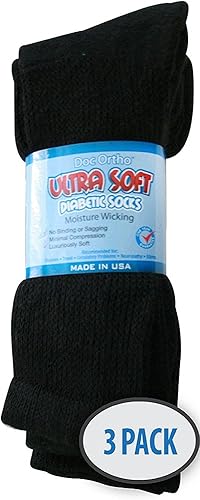 Miniatura 10 de Doc Ortho Calcetines para diabéticos ultra suaves de ajuste holgado, 3 pares, 14 de tripulación
