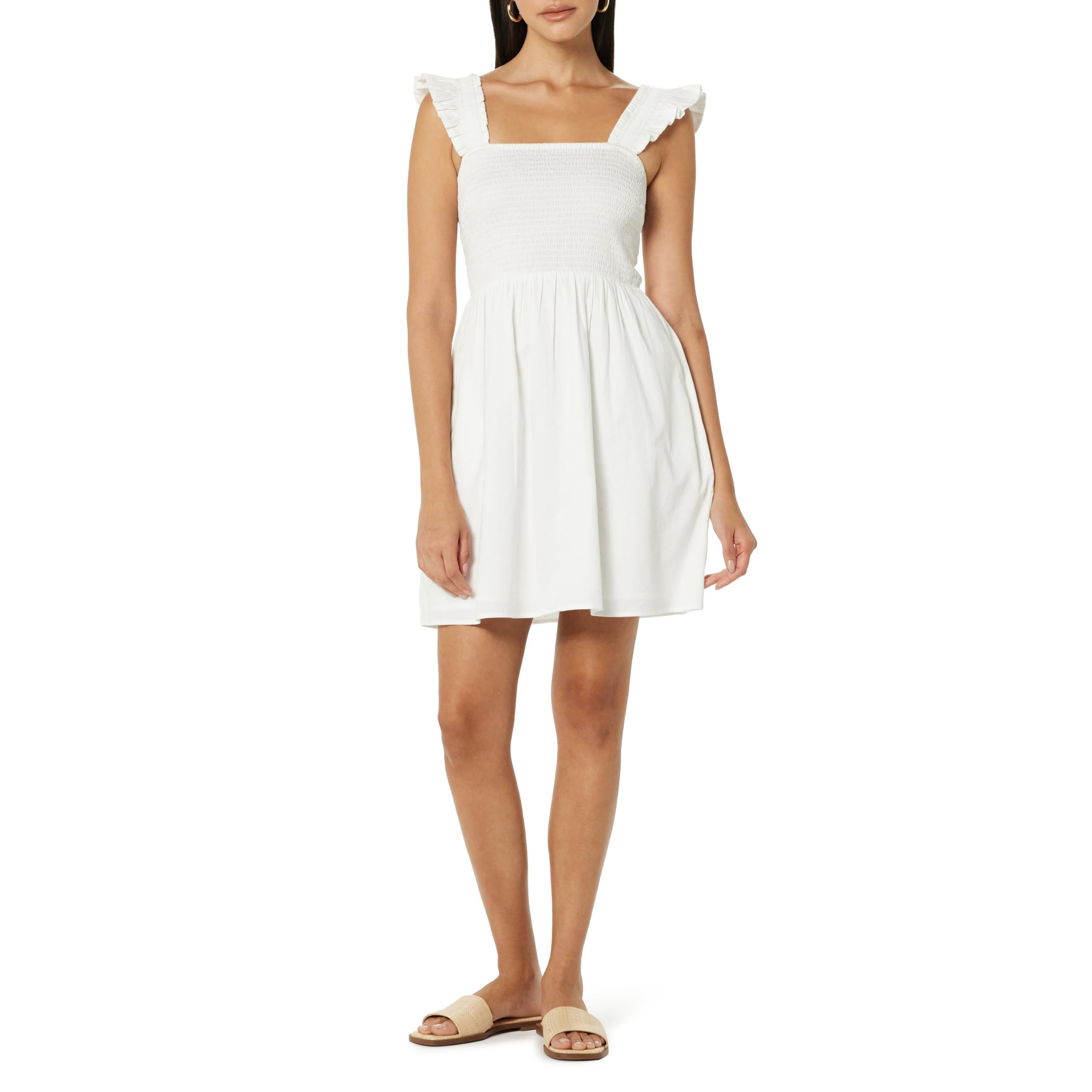 The Drop Women's Kari Ruffled-Shoulder Smocked Mini Dress
