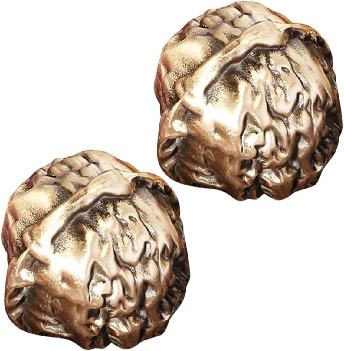 Mikinona 1Pair Brass Walnut Hand Exercise Balls of Chinese Style Solid Brass Squeeze Balls for Grip Strength Training for Seniors and Office Workers Portable Relief