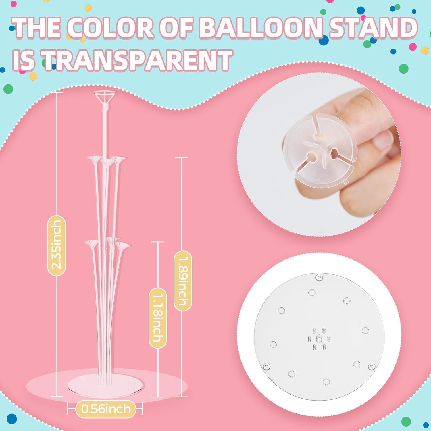 DECOCKRAT 10 Set Balloon Stand Kit - Table Balloon Stands with Base, Easy Assembly Balloon Sticks, Reusable Balloon Holders for Baby Showers, Weddings, Birthdays, Party Decorations.