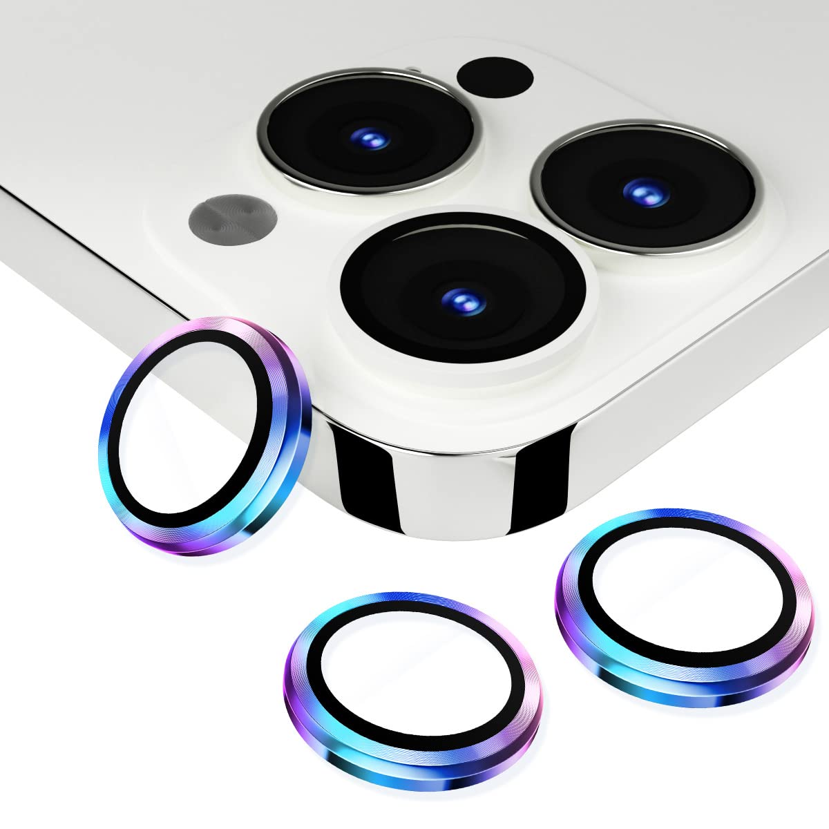 Sapphireman Sapphire Camera Lens Protector for iPhone 13 Series Anti-Scratch (For iPhone 13 Pro / 13 Pro Max, Rainbow-Pro)