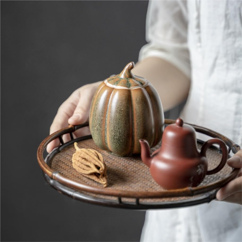LYGSWDB Słoik na cukier Retro ceramiczny słoik do przechowywania herbaty Mały zapieczętowany słoik z dynią Nadaje się do przechowywania kawy w proszku, herbaty, cukru, soli itp. Pojemnik na herbatę