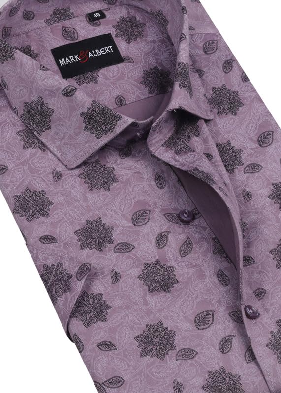 Image of MARK & ALBERT Men's 100% Cotton Printed Half Sleeves Regular Fit Shirt for Men