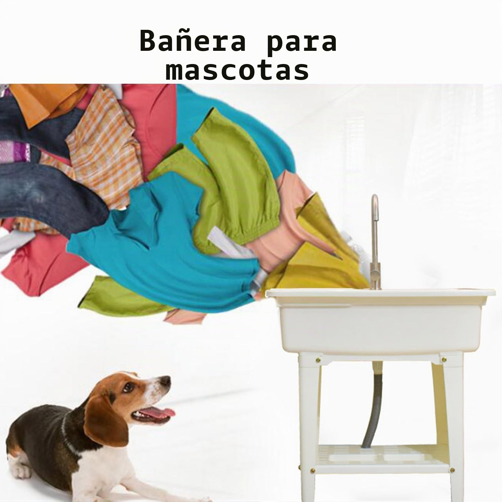 Fregadero De Plástico Independiente Para Lavandería, Fregadero Para Uso Interior Y Exterior Con Grifo De Agua Fría Y Caliente, Lavabo Para Limpieza De Baño, Piscina