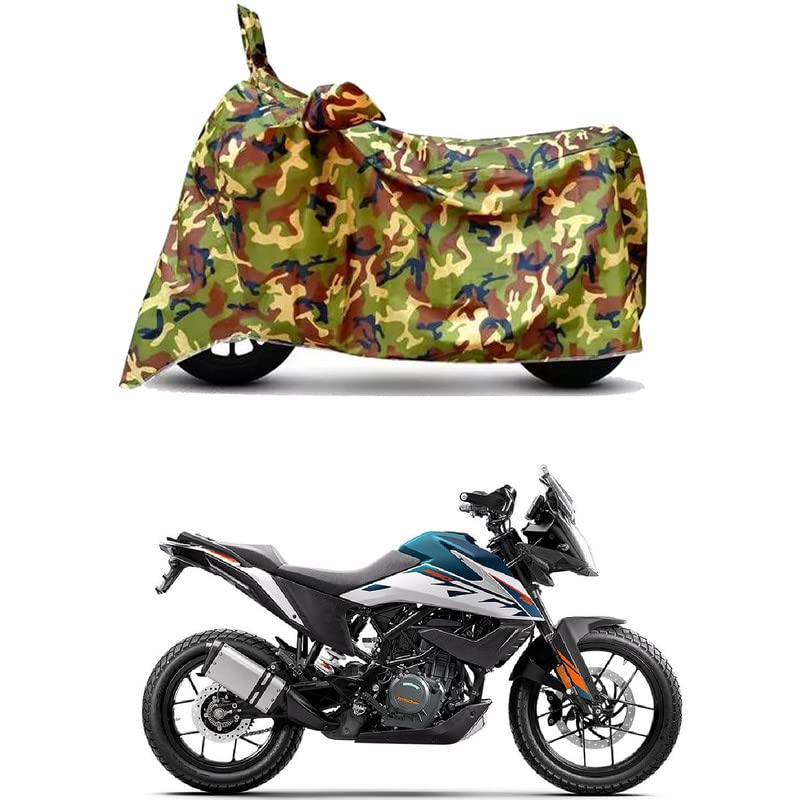 Image of Waterproof 100% PVC Coated Bike Scooty Two Wheeler Body Cover Compatible for KTM 250 Adventure STD /UV-Rays /Heat Protection /Birds Dropping /Scratchproof /Dust Proof [6X6 Jungle Print]