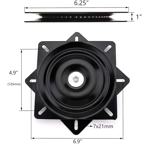 Miniatura 2 de AAGUT Taburete de bar de 6.25 pulgadas de repuesto de placa giratoria, mecanismo giratorio cuadrado resistente para silla reclinable o muebles, base