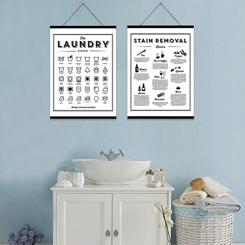 Miniatura 3 de Ecyanlv Cartel de pintura en lienzo con símbolos y manchas para eliminar manchas, pintura blanca y negra, decoración de pared, regalo de