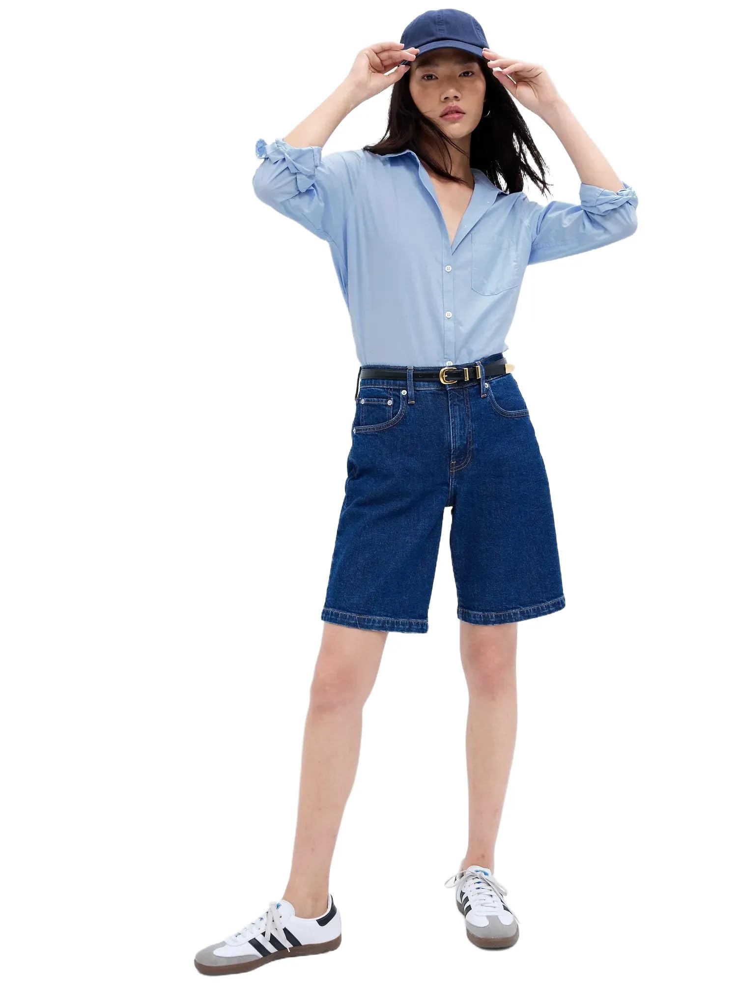 GAP Damen V-ls Classic Shirt Hemd mit Button-Down-Kragen