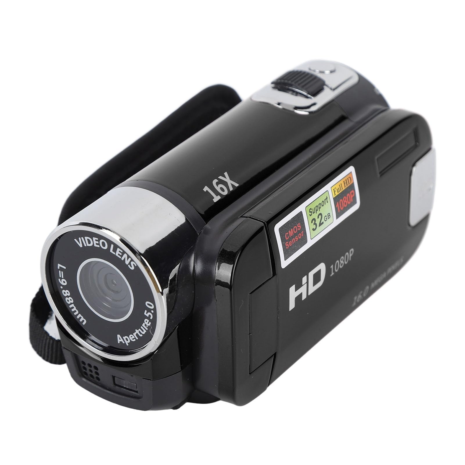 Ejoyous Camcorder Videocamera, 4K 48MP DV-Kamera Videocamera 2,7 Pollici Display TFT Girevole 16X Zoom Digitale Fotocamera Compatta con Cavo USB (BLACK)