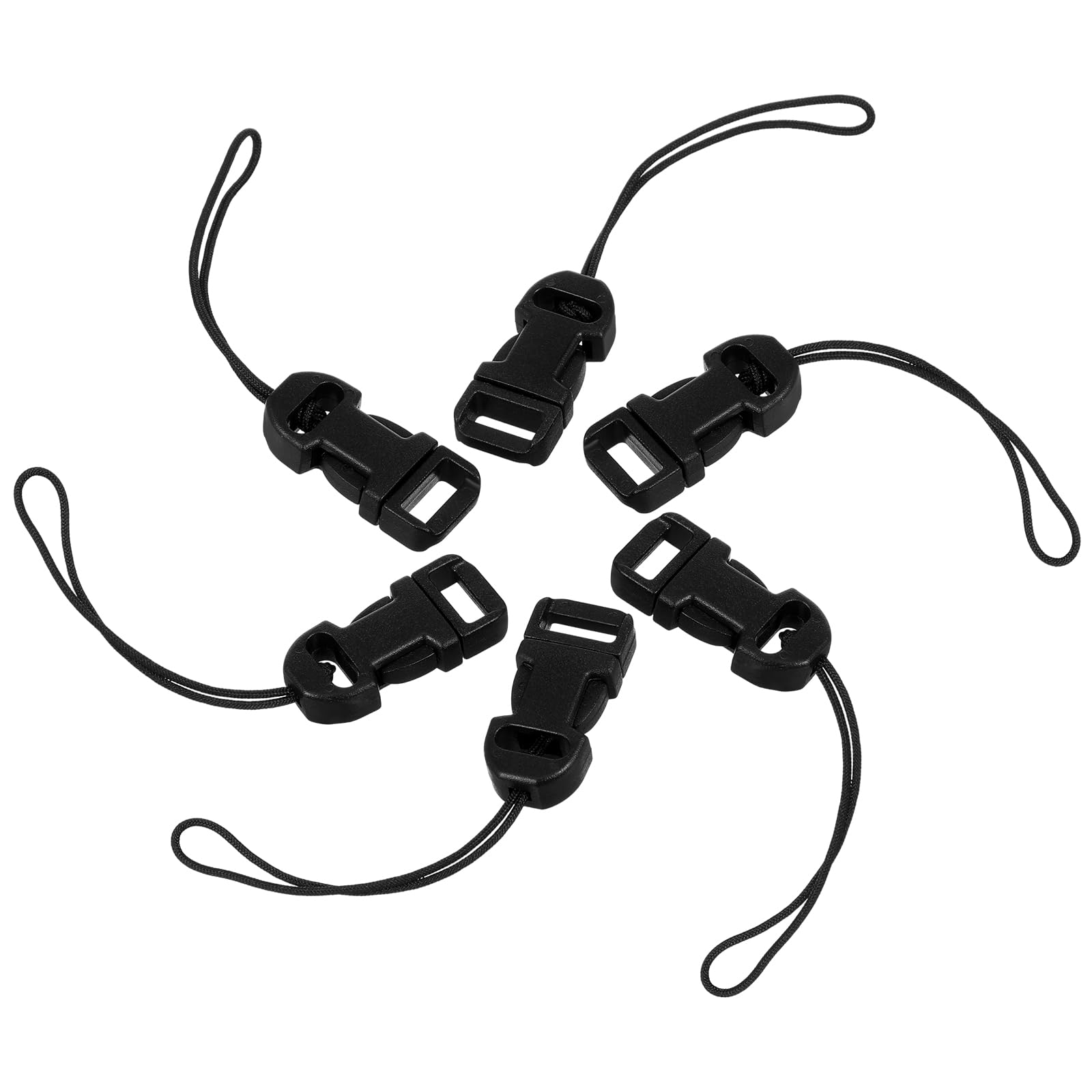6 Pcs Camera Strap Quick Release Black QD Loops Connector Adapter Camera Quick Release Lanyard Clip Compatible for All Compact Digital Cameras Binoculars Drone Remote Control and USB Stick