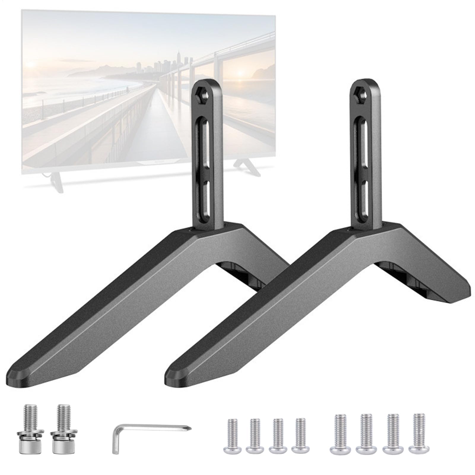TV Stand Gambe - Base Regolabile In Altezza | Piedi Televisivi In Lega Di Alluminio, Supporto In Metallo Stabile, Supporto Non Slittato, Gambe Di Sostituzione Universale Per Televisori Da 32–65 Pollic