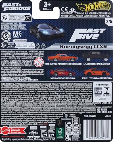 Hot Wheels Carro die-cast 1:64 Fast & Furious coleccionable miniatura 6
