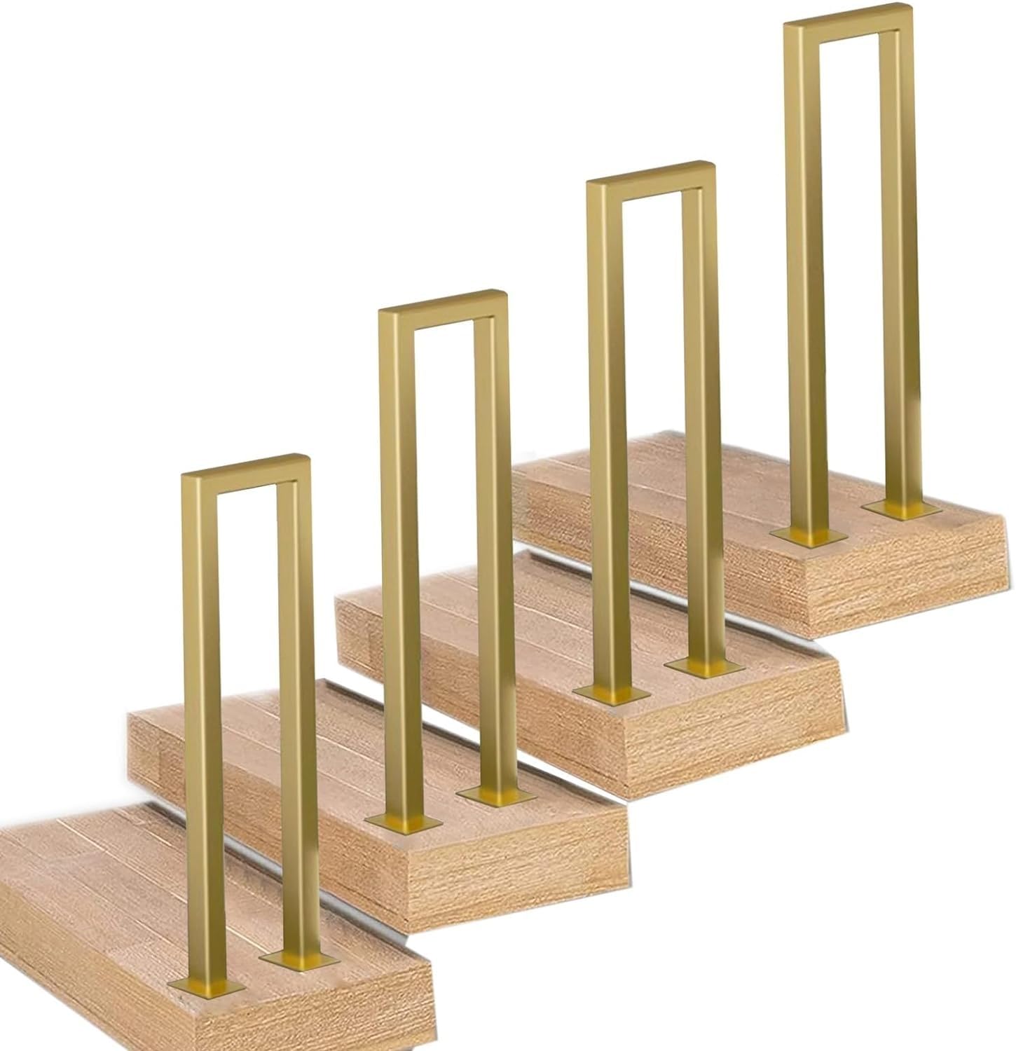 Fkxsxaz 4 Pcs Stair Railing Deck Balusters Non-Slip Safety Railing, Gold Metal Iron Handrails Support Poles, Staircase, Load 400Lbs For Balconies Hallways,-55Cm/21.6 In