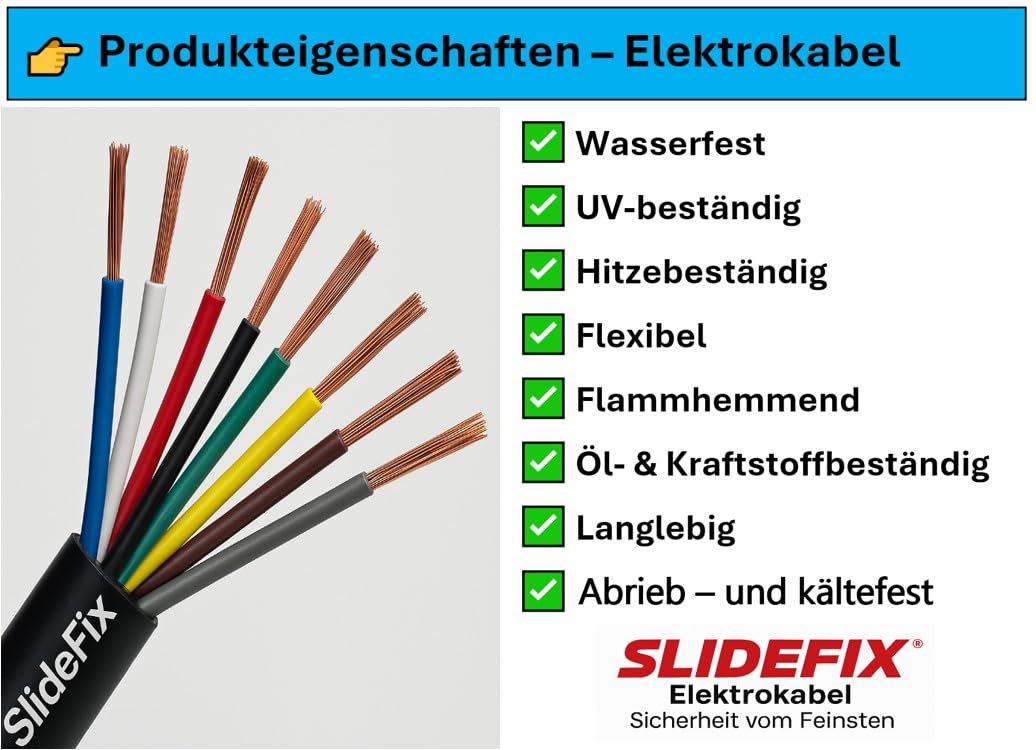 Anhängerkabel 8 x 0,75 mm², 10 m, Fahrzeugleitung für PKW und LKW