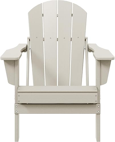 WestinTrends Malibu HDPE - Silla plegable Adirondack de polietileno para exteriores, color arena