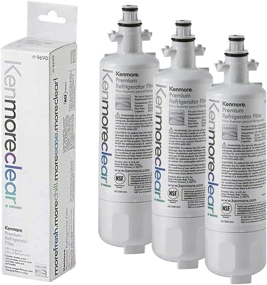 9690 Water Filter Replacement Compatible Models with Kenmore Elite 795,46-9690,WF700,RFC1200A,LFXS32766S,Compatible with LG LT700P,ADQ36006101,ADQ36006102,Affordable,3 Pack¡