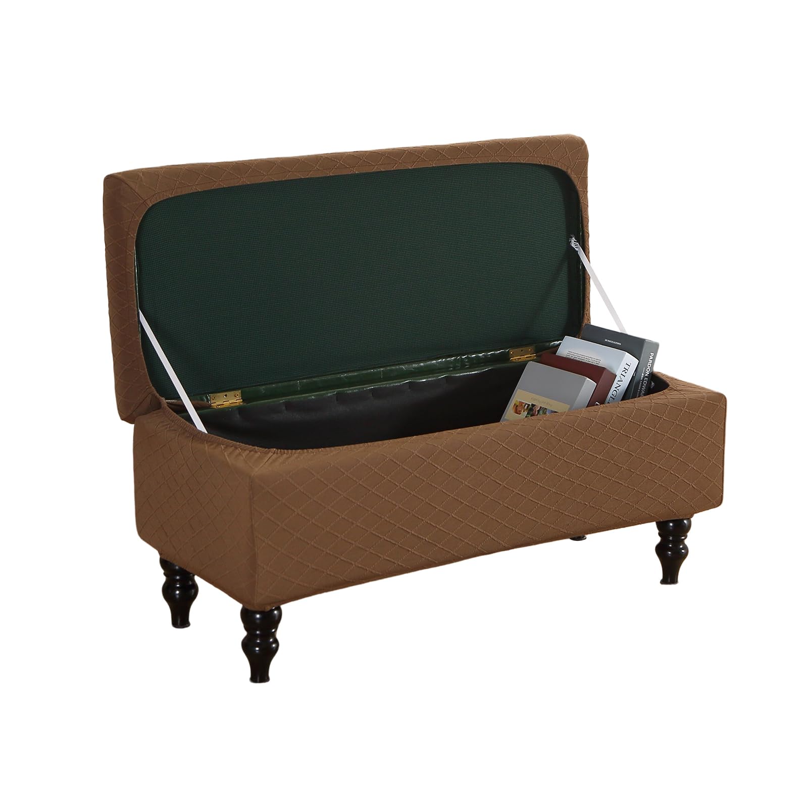 Ottoman Cover Stretch Storage Ottoman Bench Slipcover Jacquard Folding Storage Bench Ottoman Cover Footrest Stool Slipcover Footstool Protector Cover with Elastic Bottom,(80-110cm,M, 41)