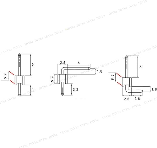 Miniatura 3 de DIYhz 50PCS ROHS sola fila 140 40 p aguja doblada PCB macho cabeza pin 0.100 in macho conector de cabeza de pin oro para computadora y tabla de pan