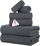 CASA COPENHAGEN Ecstatic 6 Ensemble de serviettes en pièces- Bleu poussiéreux, 600 GSM 2 Serviette de bain 2 Serviette à main 2 Lavabo, Conçu au Danemark en coton égyptien doux pour salle de bain, cuisine & Douche