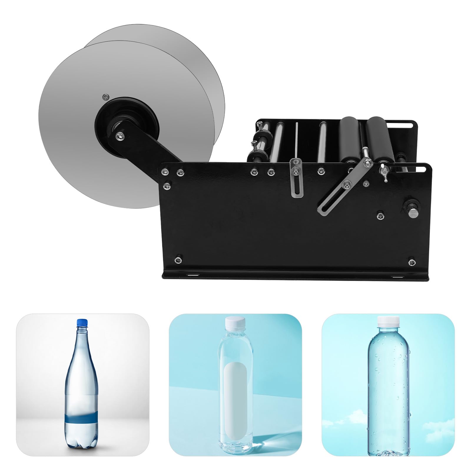 Etichettatrice manuale per bottiglie rotonde mt 30 bracci di rumore, etichettatrice High PräZise, 10-30 pezzi/minuto, per bottiglie rotonde, colonne ed etichette adesive sensibili alla