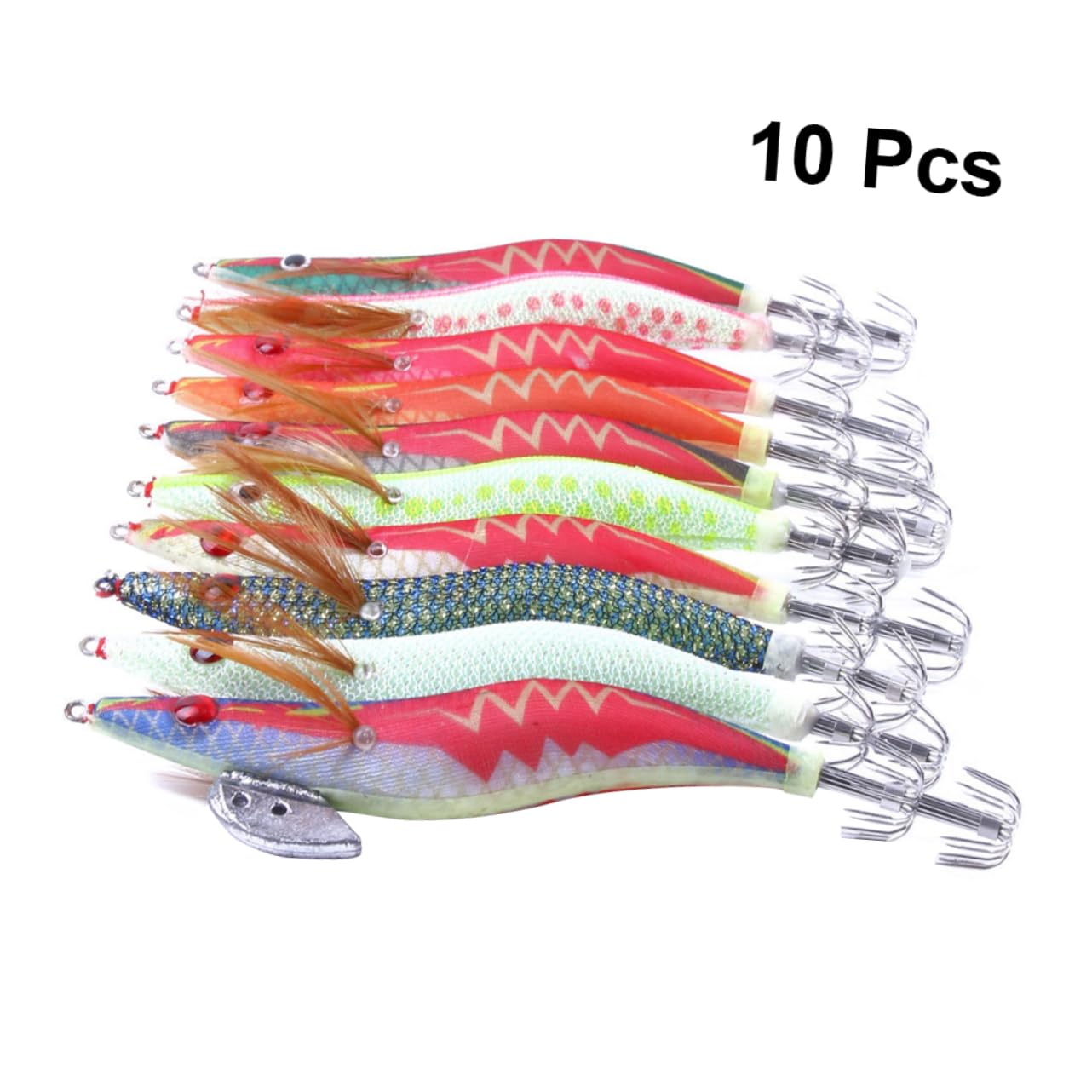HANABASS Leurre de Pêche Phosphorescent Lot de 10 pour Calamar