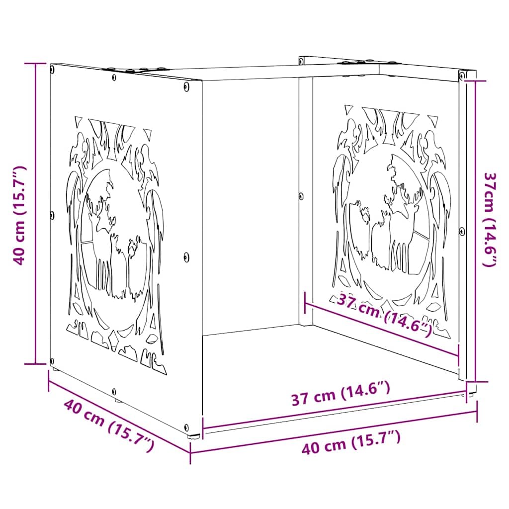 Brennholzregal Olivgrün aus kaltgewalztem Stahl 40 x 40 x 40 cm, 30 kg Tragkraft, Kaminholzregal für Kamin Ofen Wohnzimmer Terrasse Garten und ordentliche Lagerung