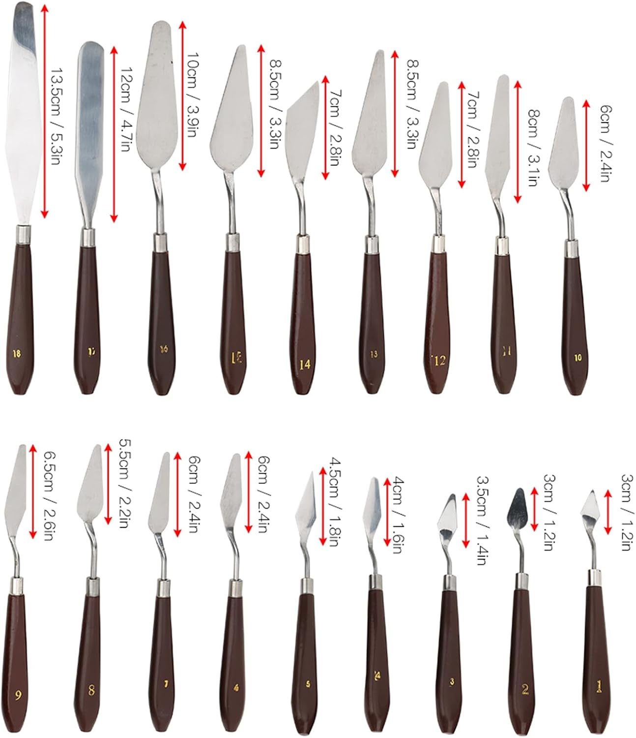 Wooden Handle 18Pcs Spatula Palette Knife Painting Accessories for Oil Painting Acrylic Mixing (18pcs)