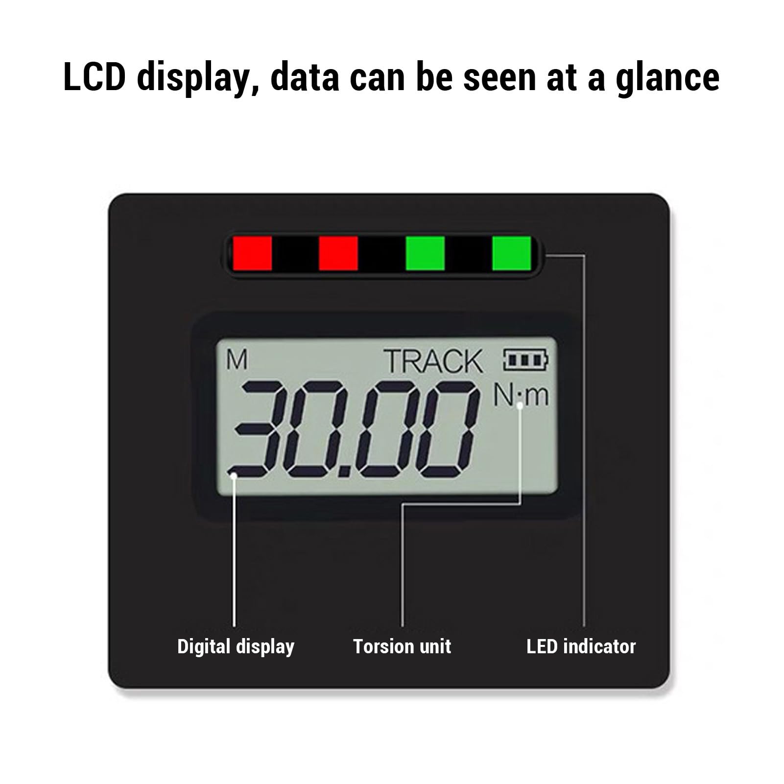 Yctze Clé de Torsion Numérique Contrôle Précis Stockage de Données Buzzer Lumière LED Avertissement Ergonomique pour L'entretien des Voitures Motos