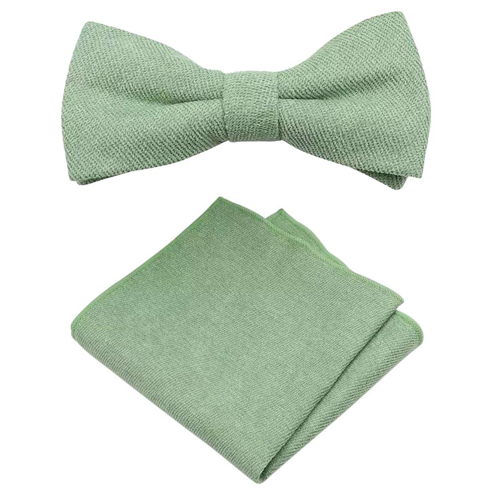 Men's Luxury Cotton Blend Bow Tie & Pocket Square Set