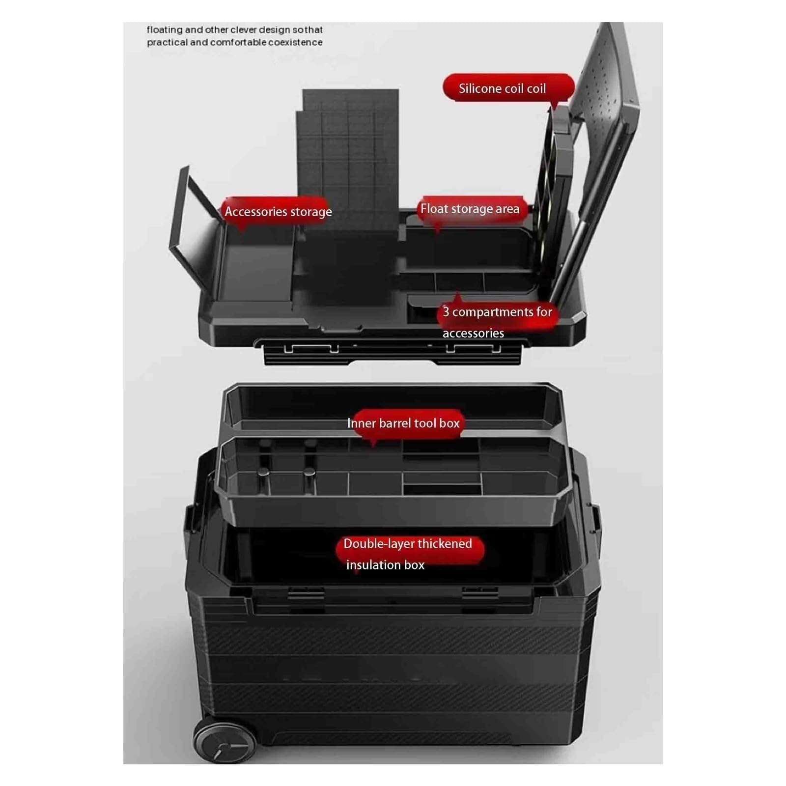 Caja de Aparejos de Pesca, Caja de Aparejos de Pesca, Asiento de Pesca, Caja de Aparejos, Silla de Pesca multifunción, Caja Seca de Pesca con Respaldo y Correa for el Hombro, Caja de Aparejos