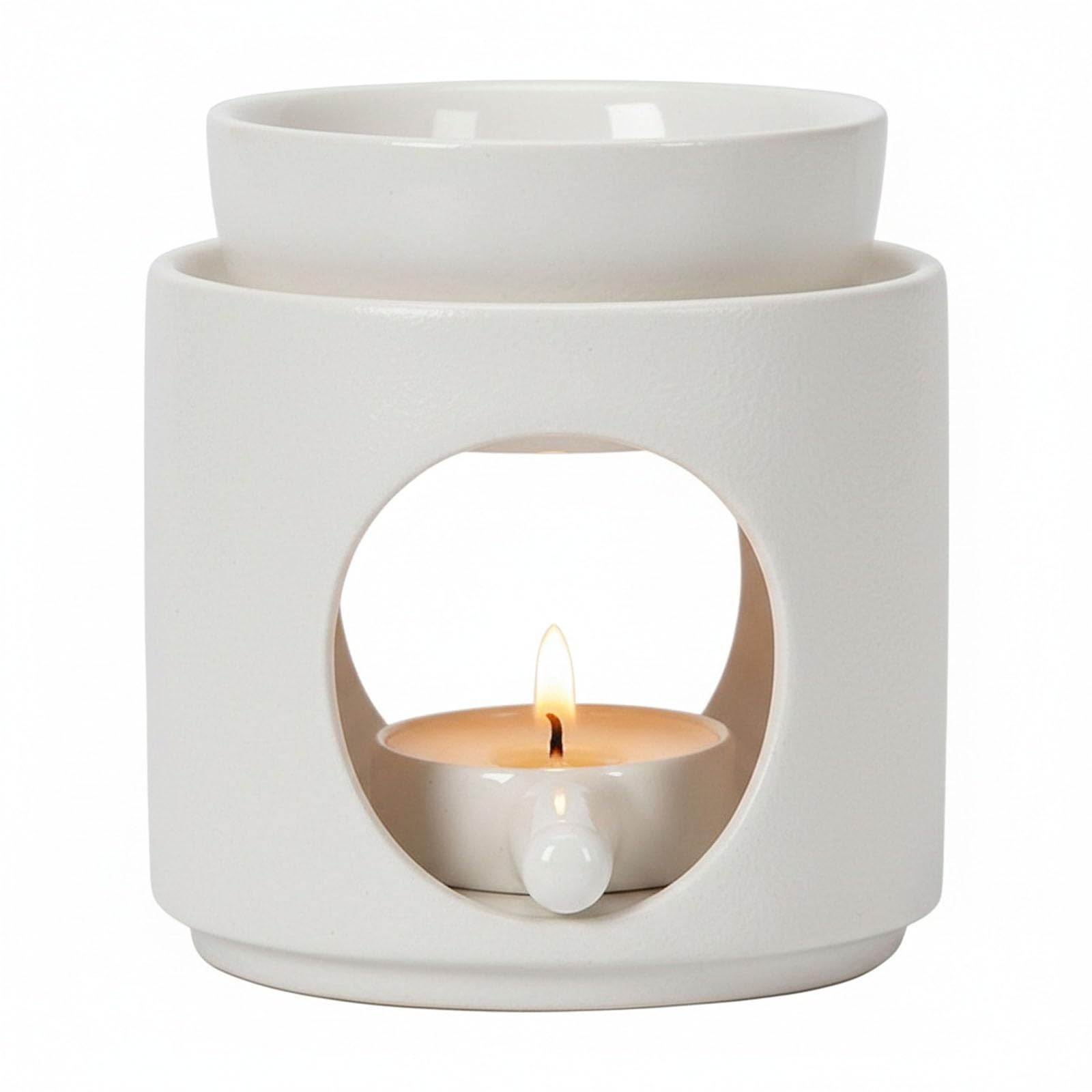Eclove Wax Melt Ceramic Oil Burner – Essential Aroma Diffuser with Tealight Holder for Home & Bedroom Decor - Perfect Aromatherapy Wax Burner (White)