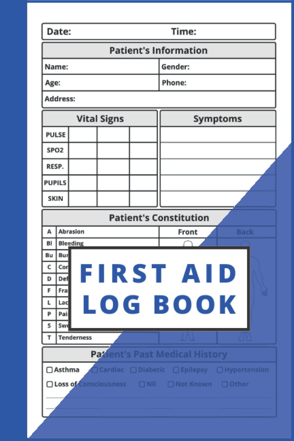 First Aid Log Book For Workplaces, Schools, Organizations to Record