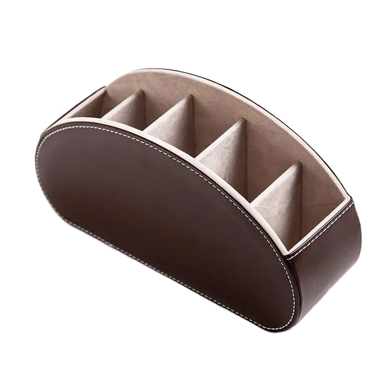 WUYXTO Remote Control Holder Organizer Controller Stand 5 Compartment Leather Storage Box And Tv Desk For Desktop(Brown)
