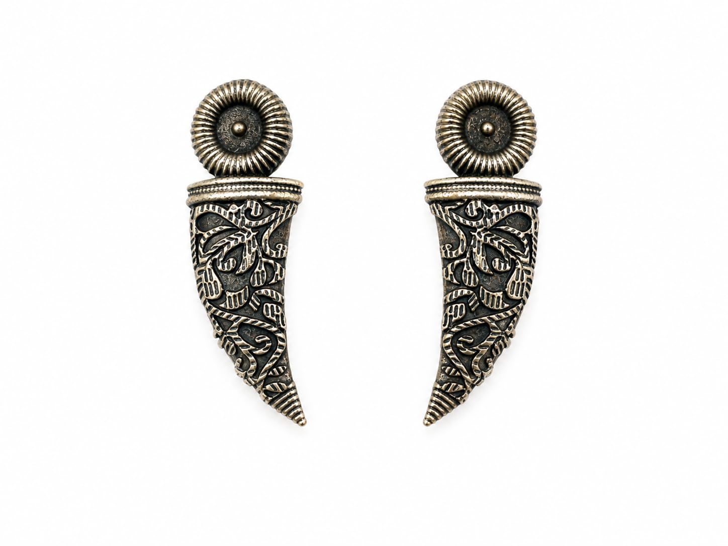 Oxidized Horn Earrings-image-49