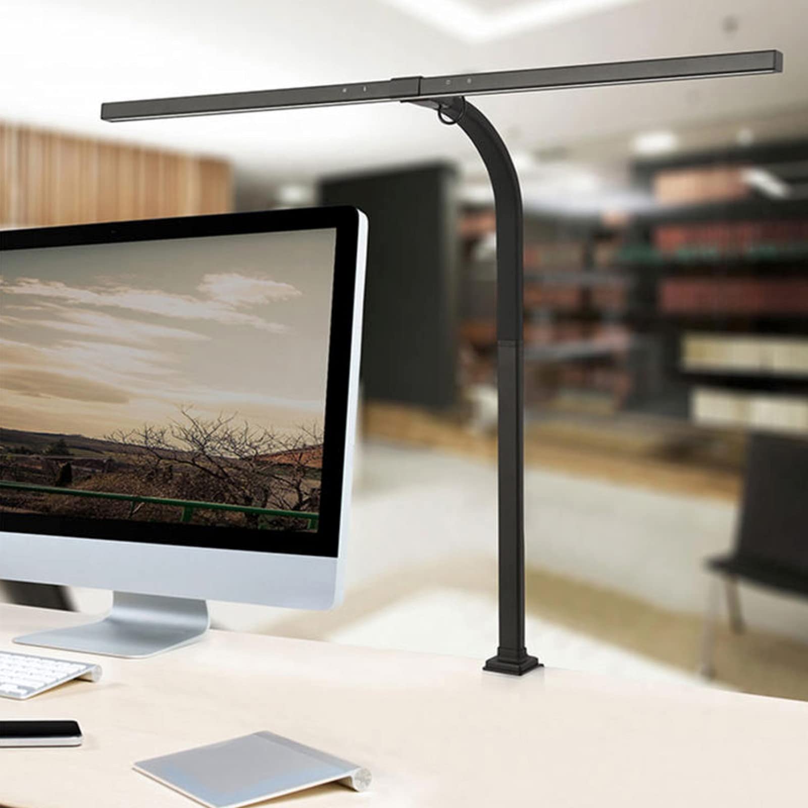 Lampada da Scrivania Lampada da tavolo a LED dimmerabile con morsetto Lampada da task for ufficio ad alta intensità Architetto moderno Smart Eye Protection Lampada da tavolo, Nero / Bianco Lampada da