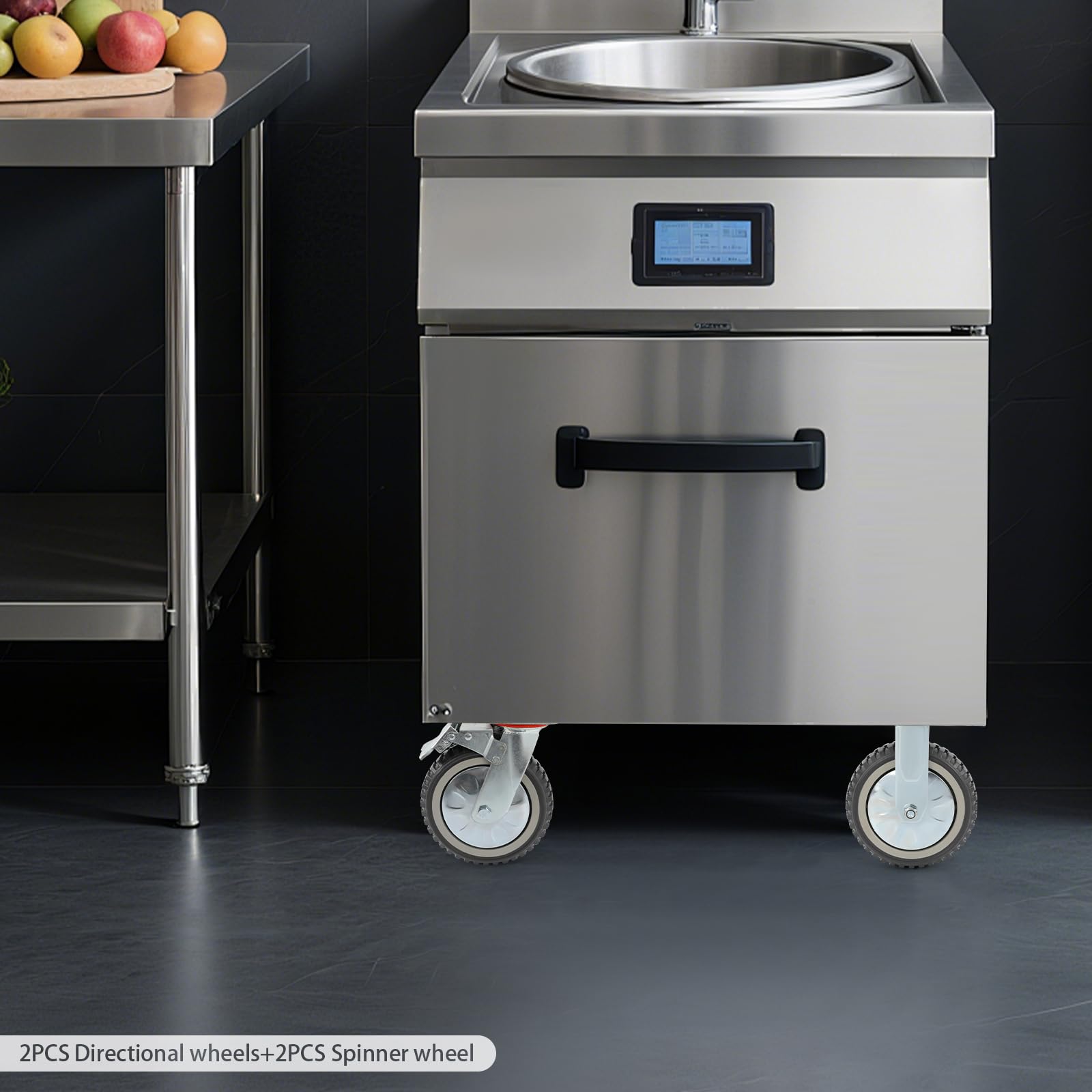 4 Stück Schwerlastrollen 200mm, PU Lenkrollen 360° mit Bremse & Festrollen | 700kg Tragkraft, Universalräder Industrierollen für Werkstatt Lager Wohnung (2 Lenkrollen mit Bremsen+ 2 Feststehende Rollen)