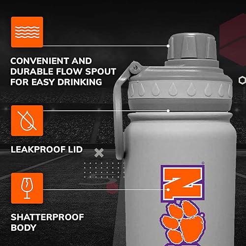 Vista 262 de Campus Colors Botella de agua de acero inoxidable de la NCAA, tapa giratoria, 24 onzas, clip de transporte, mantiene tus bebidas calientes o frías