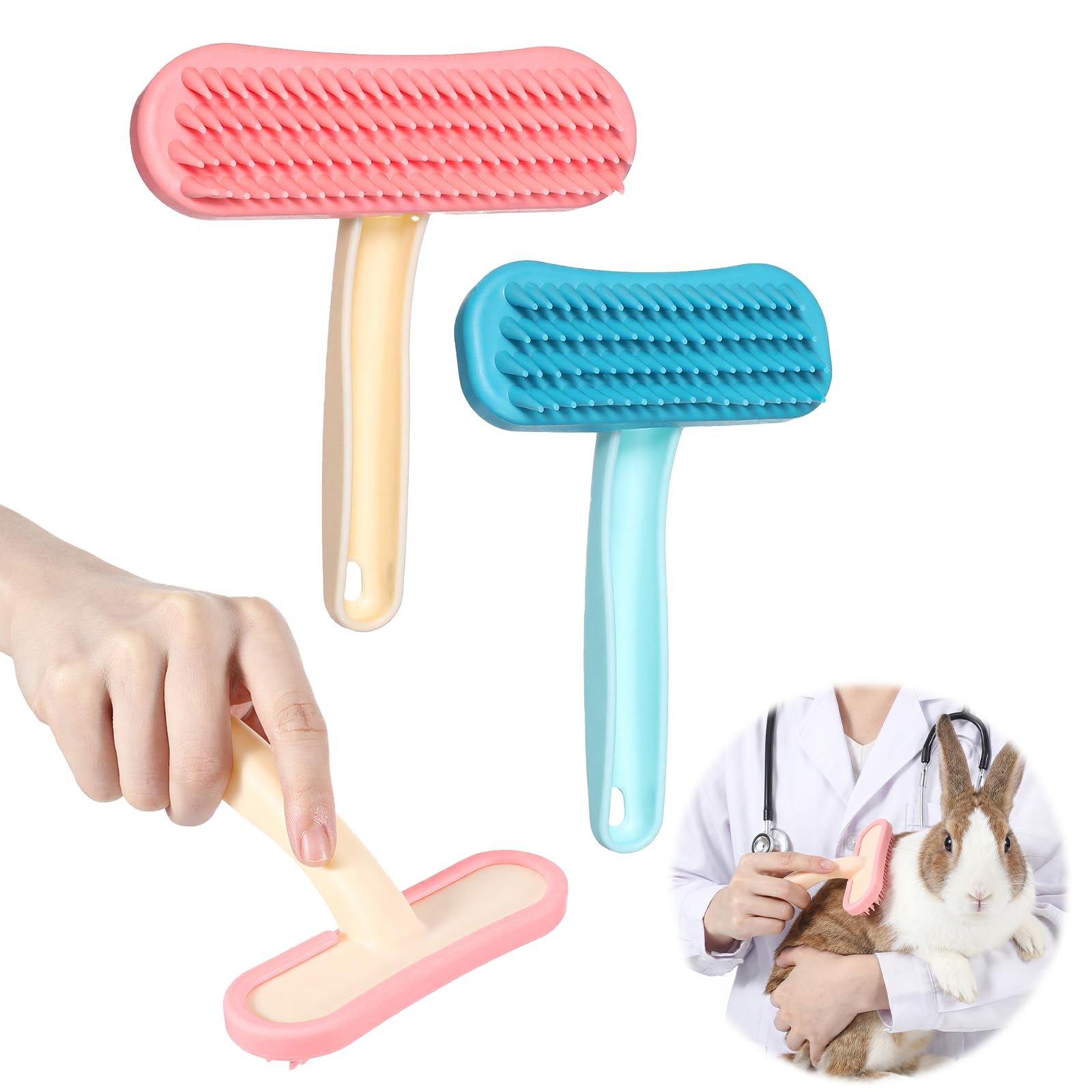 2 Pack Pet Grooming Brush Bunny Comb for Rabbits