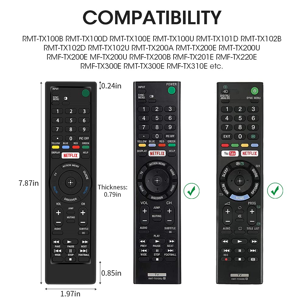 Custodia in Silicone Compatibile con Sony Bravia TV Telecomando RMT-TX100D RMT-TX300E RMT-TX310E RMT-TX200E RMF-TX200C per Sony Nuovo Sostitutivo Remote Protettiva Cover Anti-Scivolo Cassa (Nero)